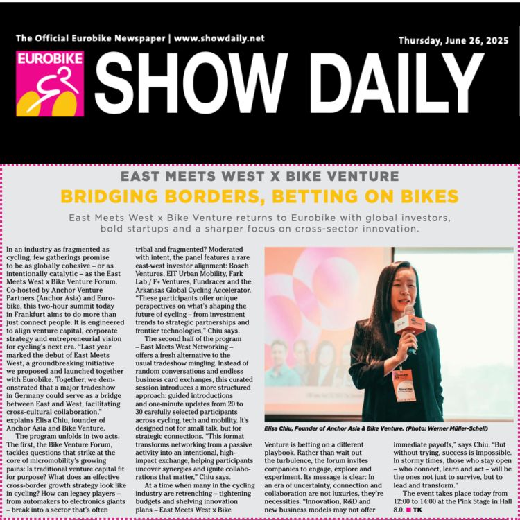 Show Daily Mobility Cycling Innovation Startup Investor