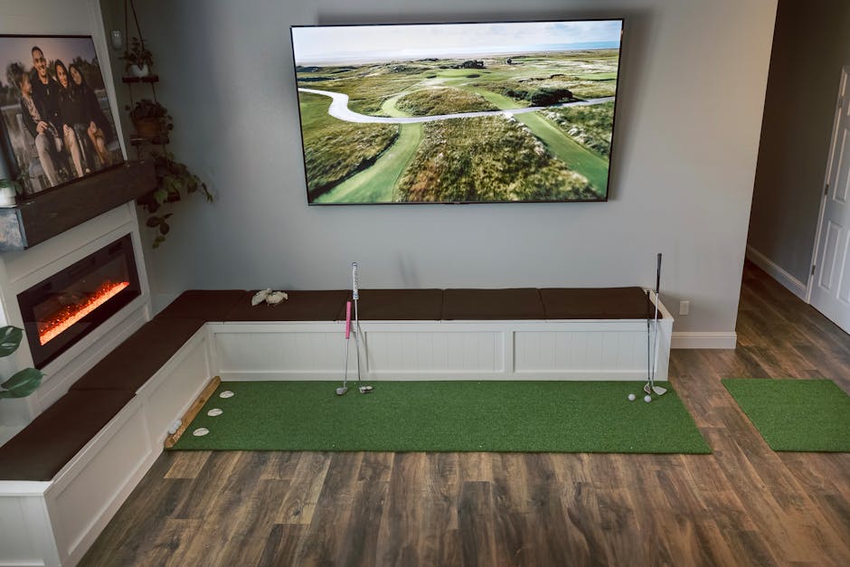 2 bedroom golf simulator luxury indoor setup - 2 bedroom golf simulator