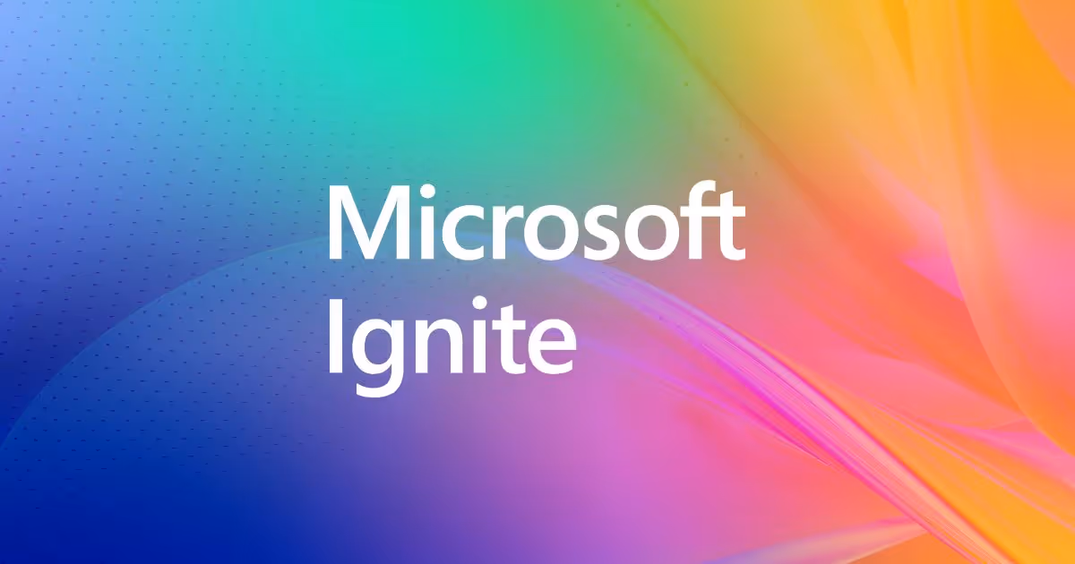 Symbolbild: Schriftzug Microsoft Ignite auf buntem Farbverlauf.