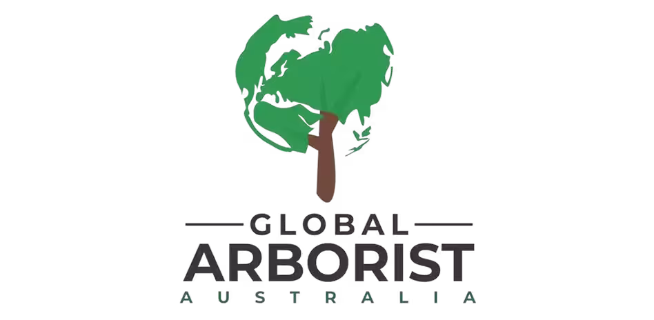 Logo of Global Arborist Australia featuring a stylized tree with green foliage shaped like a globe and brown trunk.