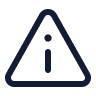 Black warning triangle icon with a lowercase letter i inside on white background.