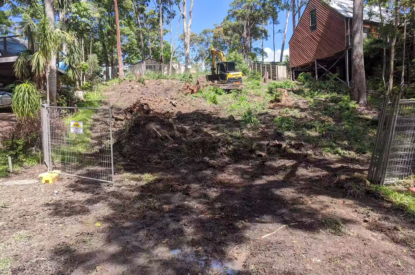 New build site clearing at Diamond Beach — MidCoast Tree Solutions