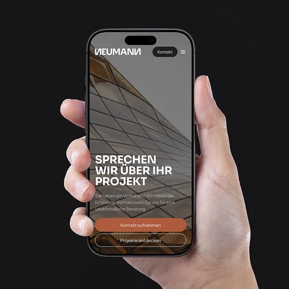 Der Start Bereich einer Mobile Variante vom Neumann Architektenbüro