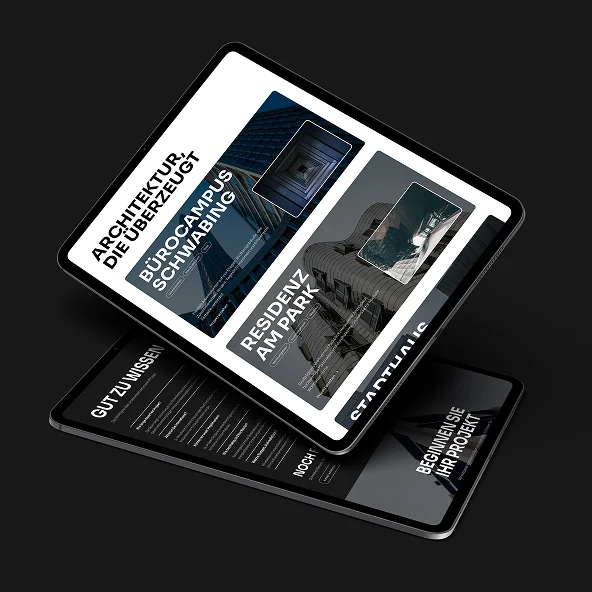 Die Portfolio als Tablet Variante vom Neumann Architektenbüro