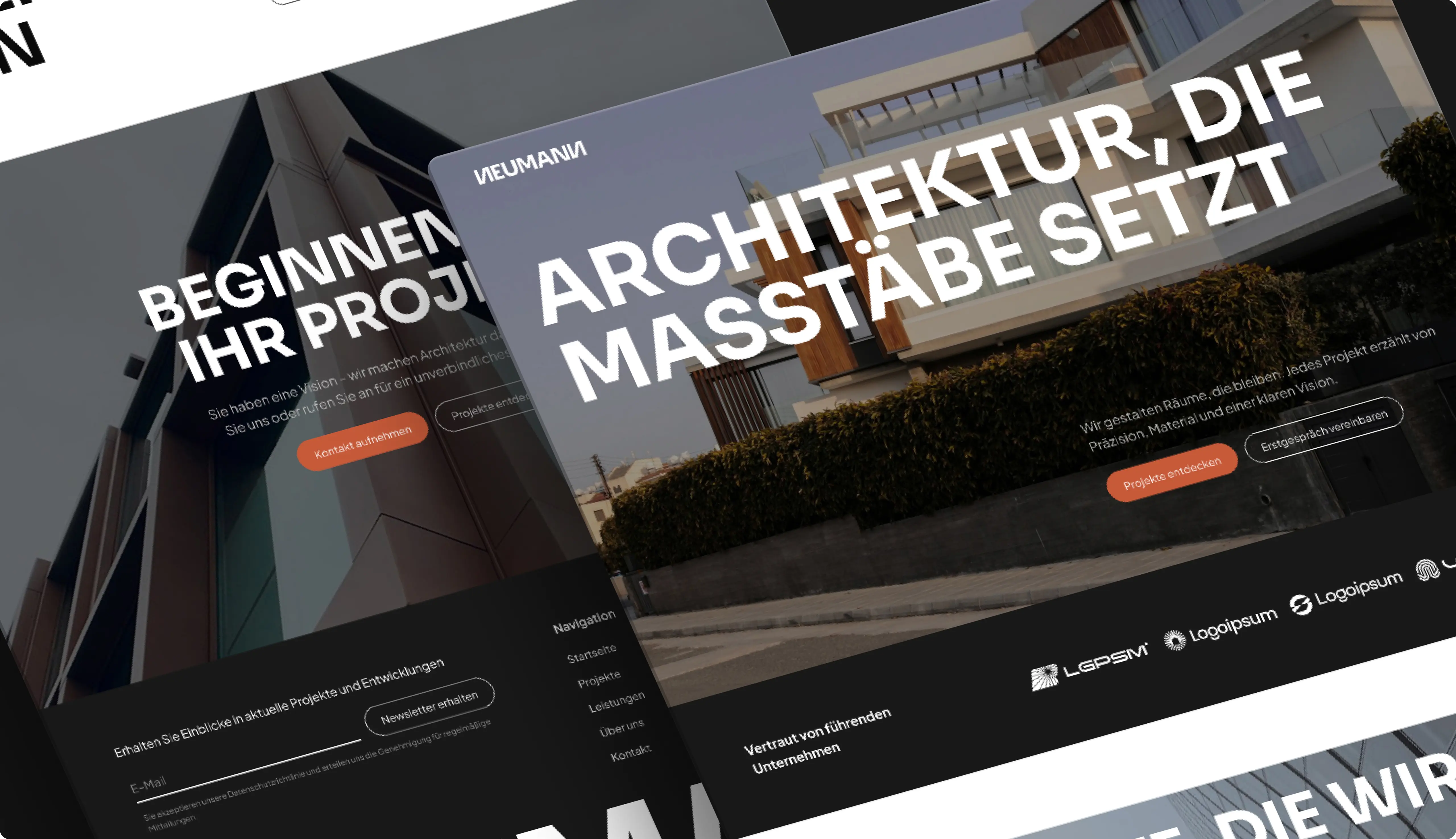 Eine Darstellung der Startseite vom Neumann Architektenbüro