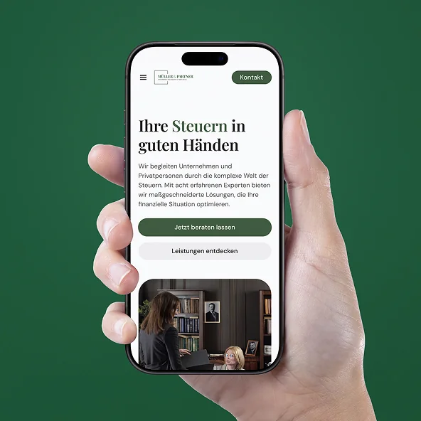 Die Startseite als Mobile Variante von Müller und Partner Steuerberatung