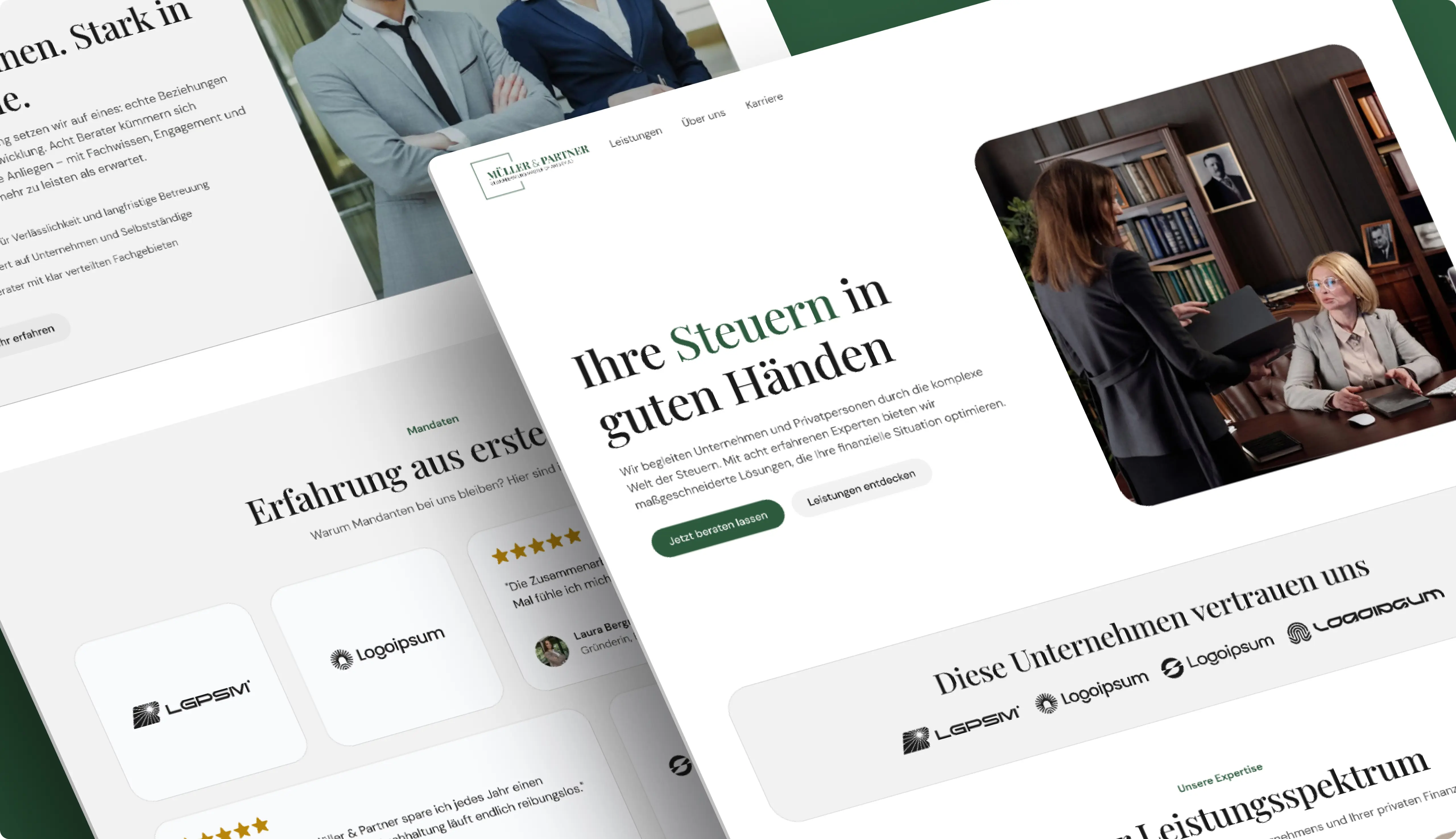 Eine Darstellung der Startseite von Müller & Partner Steuerberatung