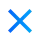 Blue close icon with two intersecting diagonal lines forming an X.