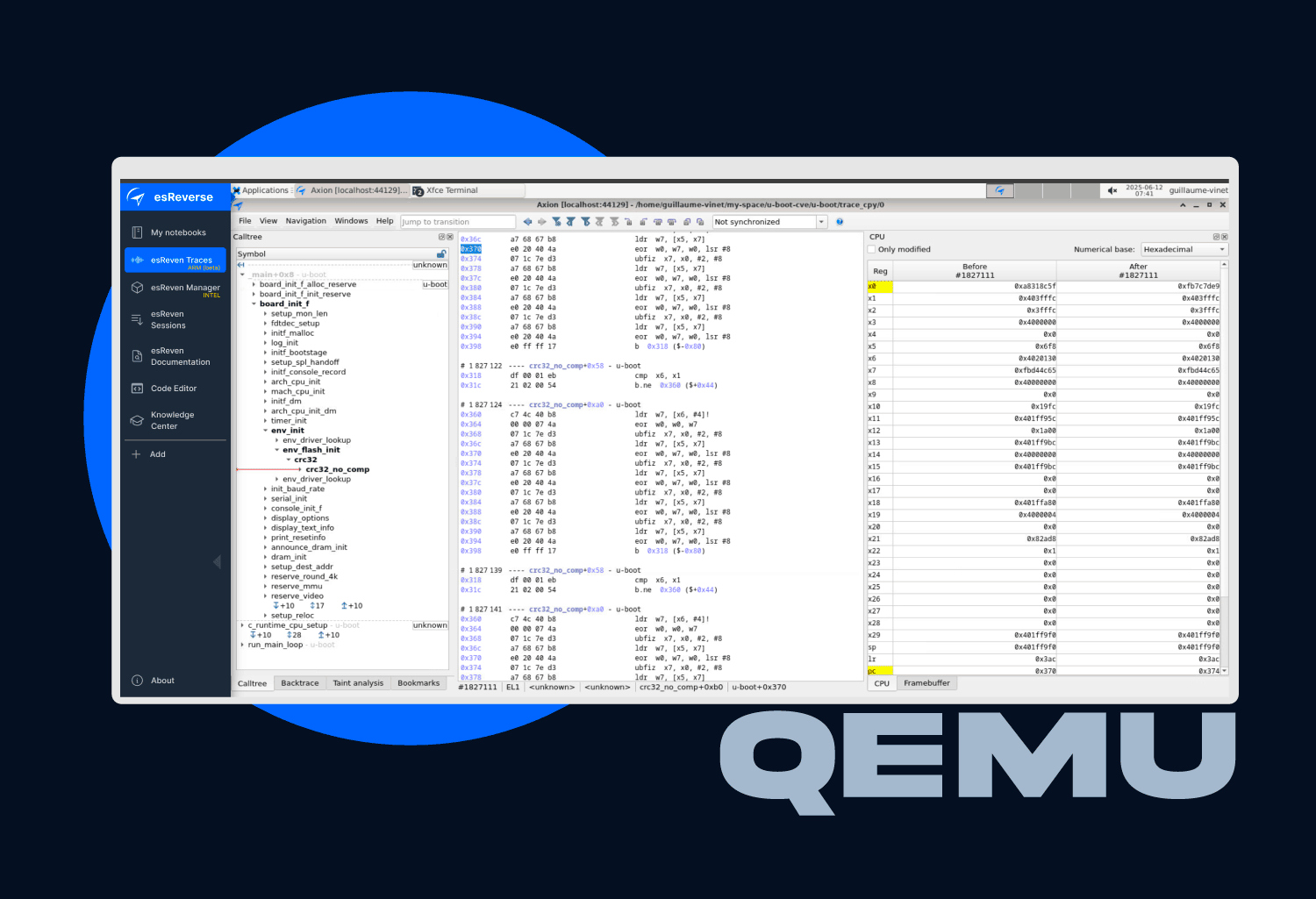 Time travel analysis of U-Boot running in QEMU
