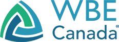 WBE logo with stylized green and blue design and text.