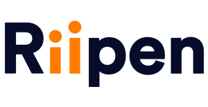 Riipen company wordmark with orange dots over the two lowercase i's.