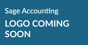 Text reading 'Sage Accounting LOGO COMING SOON' on a blue background.