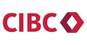 CIBC bank logo in red with stylized diamond shape.