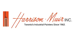 Harrison Muir Inc. logo with the text 'Toronto's Industrial Painters Since 1962.' and an orange vertical rectangle with a paint roller icon.
