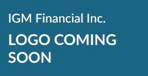 Text reading 'IGM Financial Inc. LOGO COMING SOON' on a blue background.