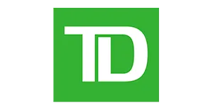 TD logo with white letters on a green square background.