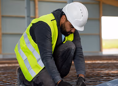 Technicien OREIA réalisant un raccordement électrique sur site