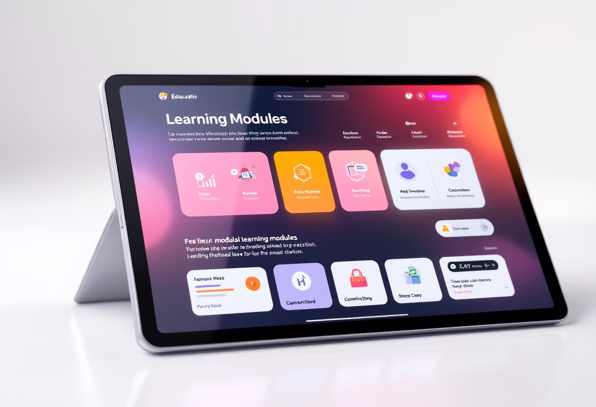[interface] image of a tablet with an educational app (for edtech)