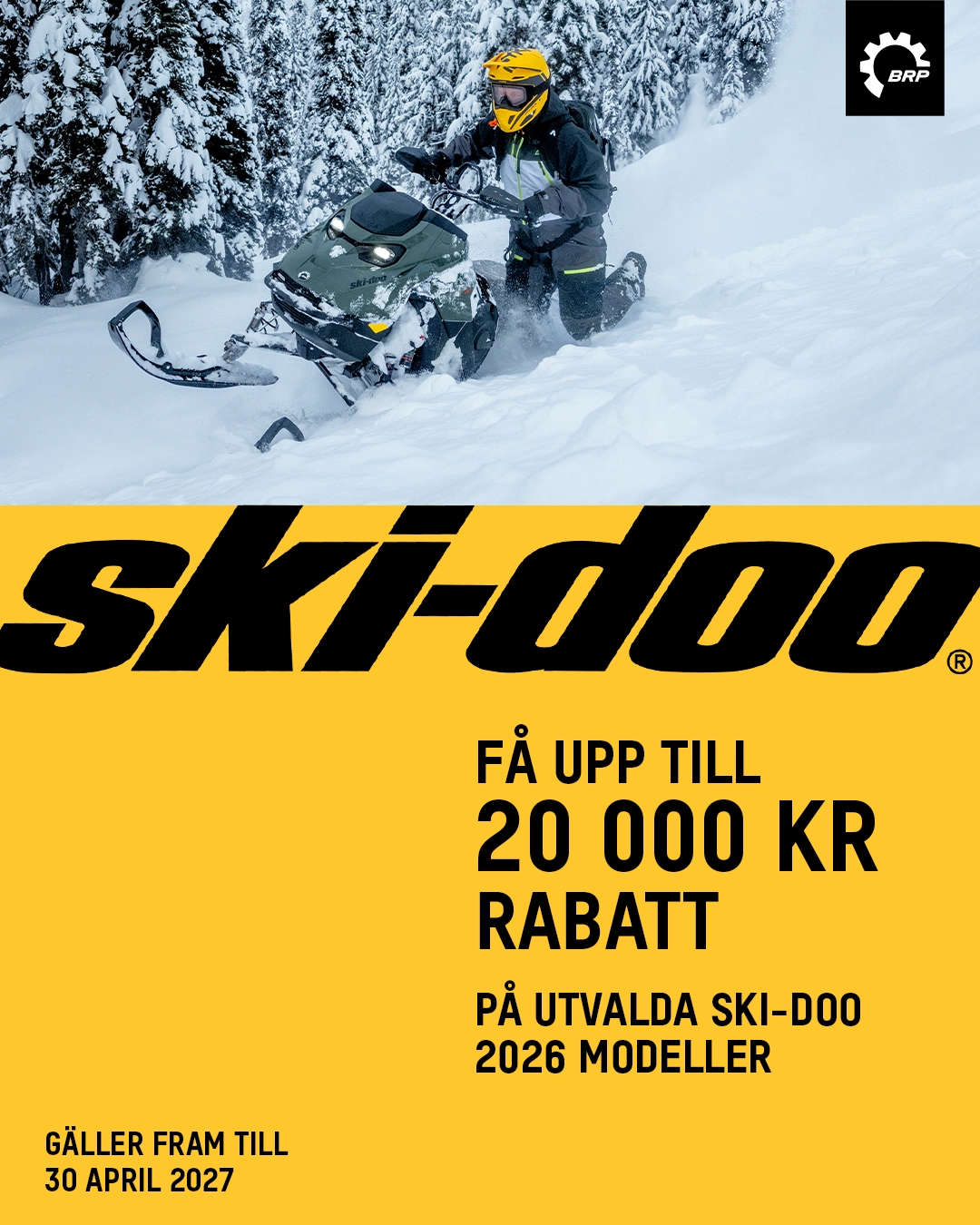 Ski-Doo 2026 snöskoter i Rensa pipan-kampanj hos Cubic med upp till 22 500 kr i kampanjfördel.