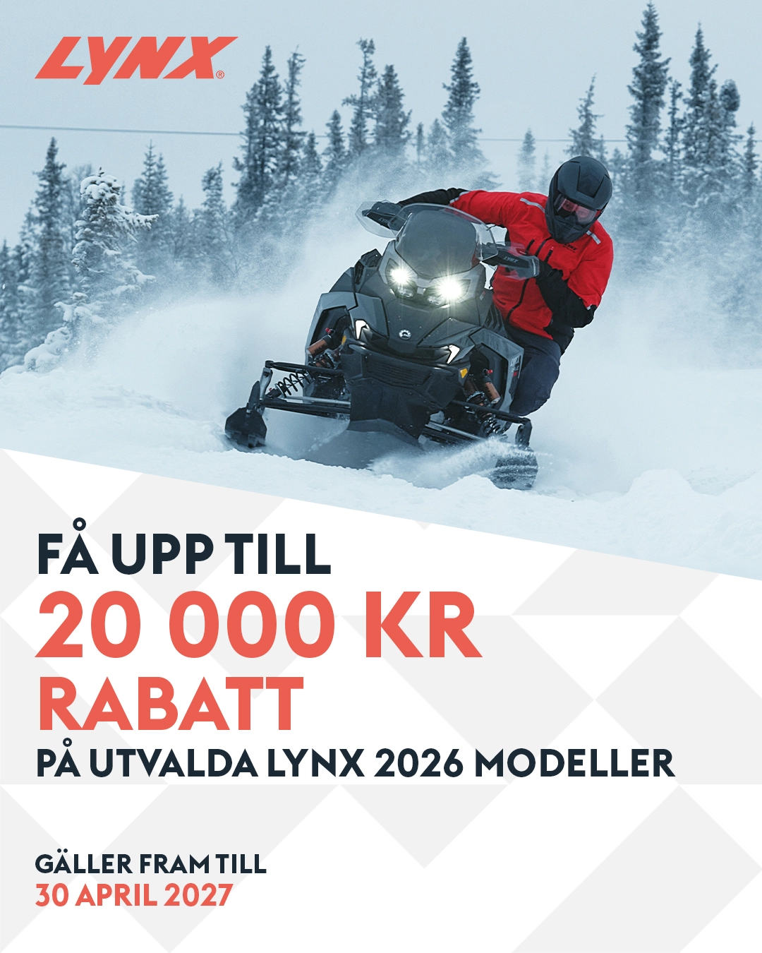 Lynx 2026 snöskoter i Rensa pipan-kampanj hos Cubic med upp till 22 500 kr i kampanjfördel.
