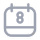 Calendar icon showing date 8 with a small clock indicating time.