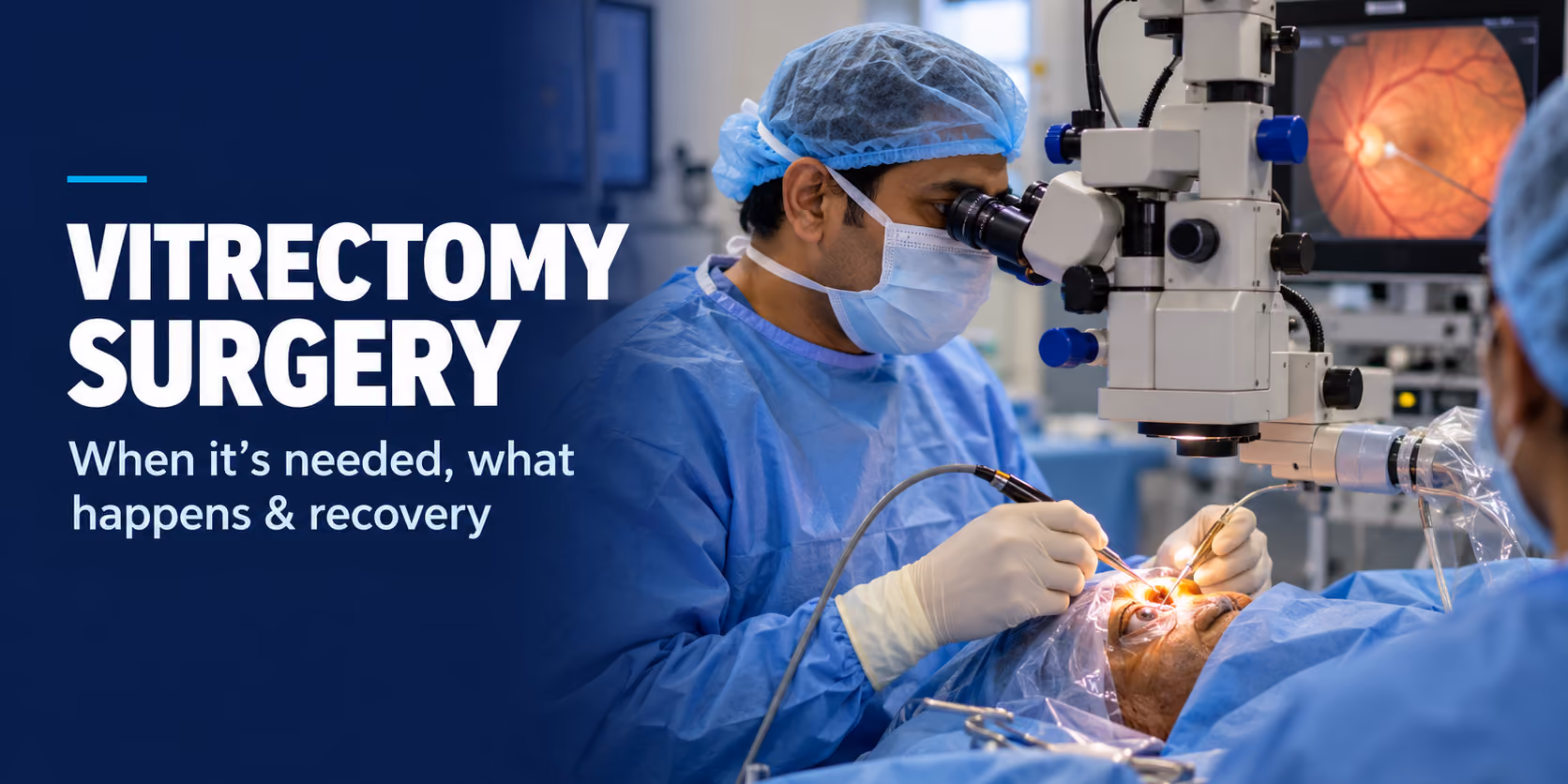 Surgeon are doing a vitrectomy procedure on a patient