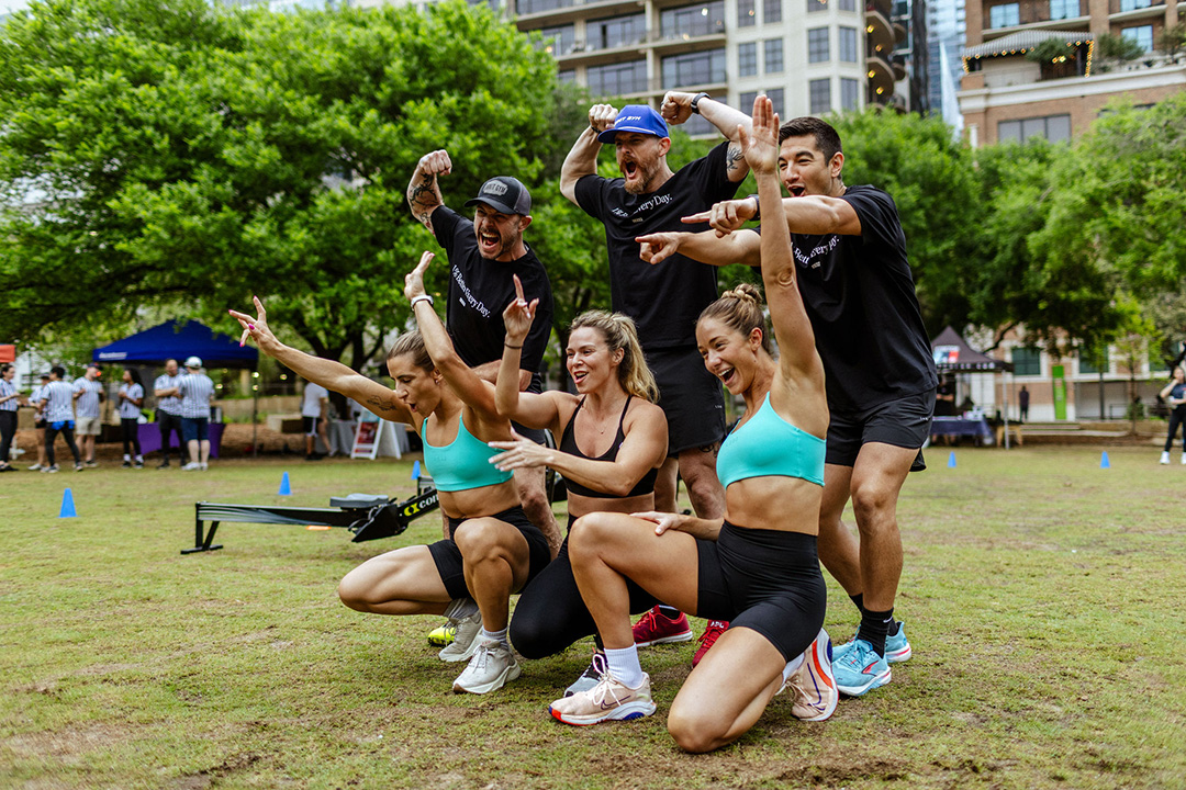 Team outdoor workout session in downtown Austin