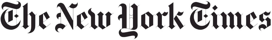 The New York Times logo in blackletter font.