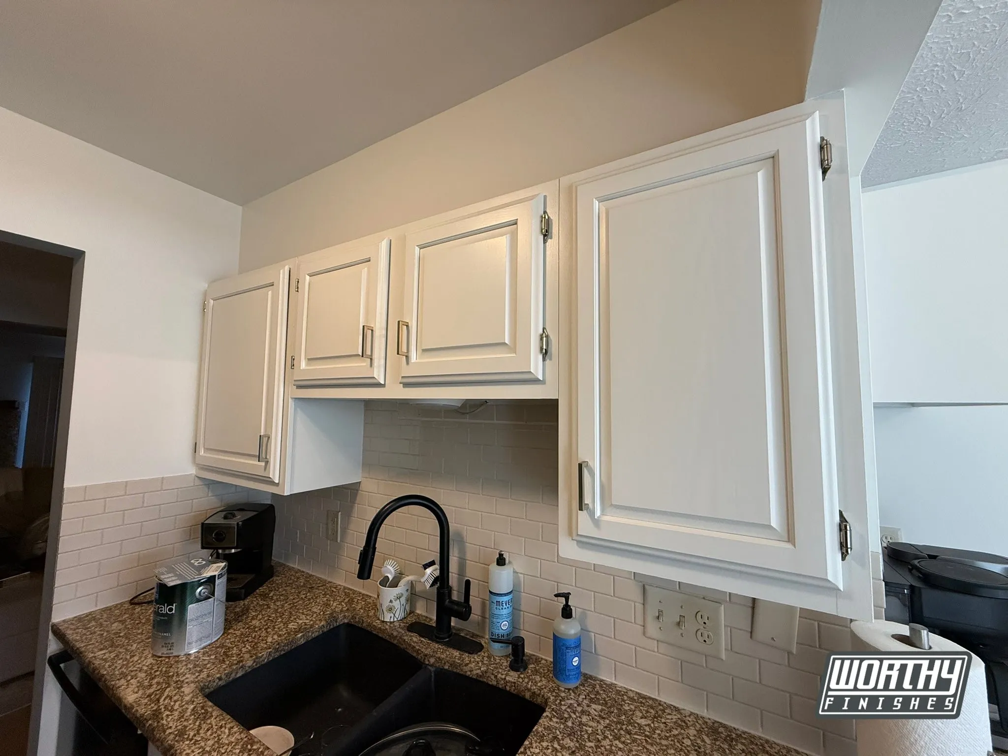 Kitchen cabinet refinishing by Worthy Finishes in Lansing Michigan