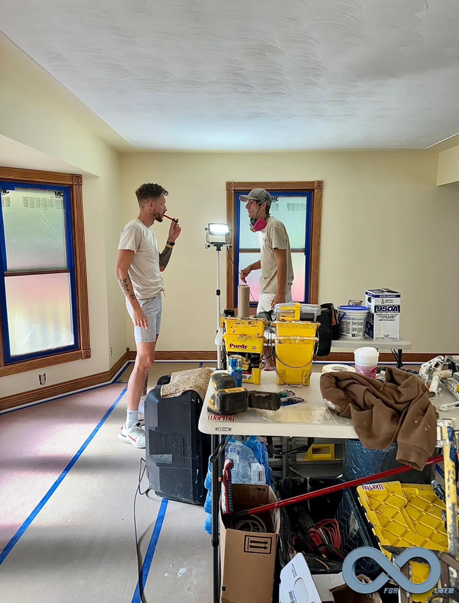 Interior painting detail work by Worthy Finishes crew in Greater Lansing