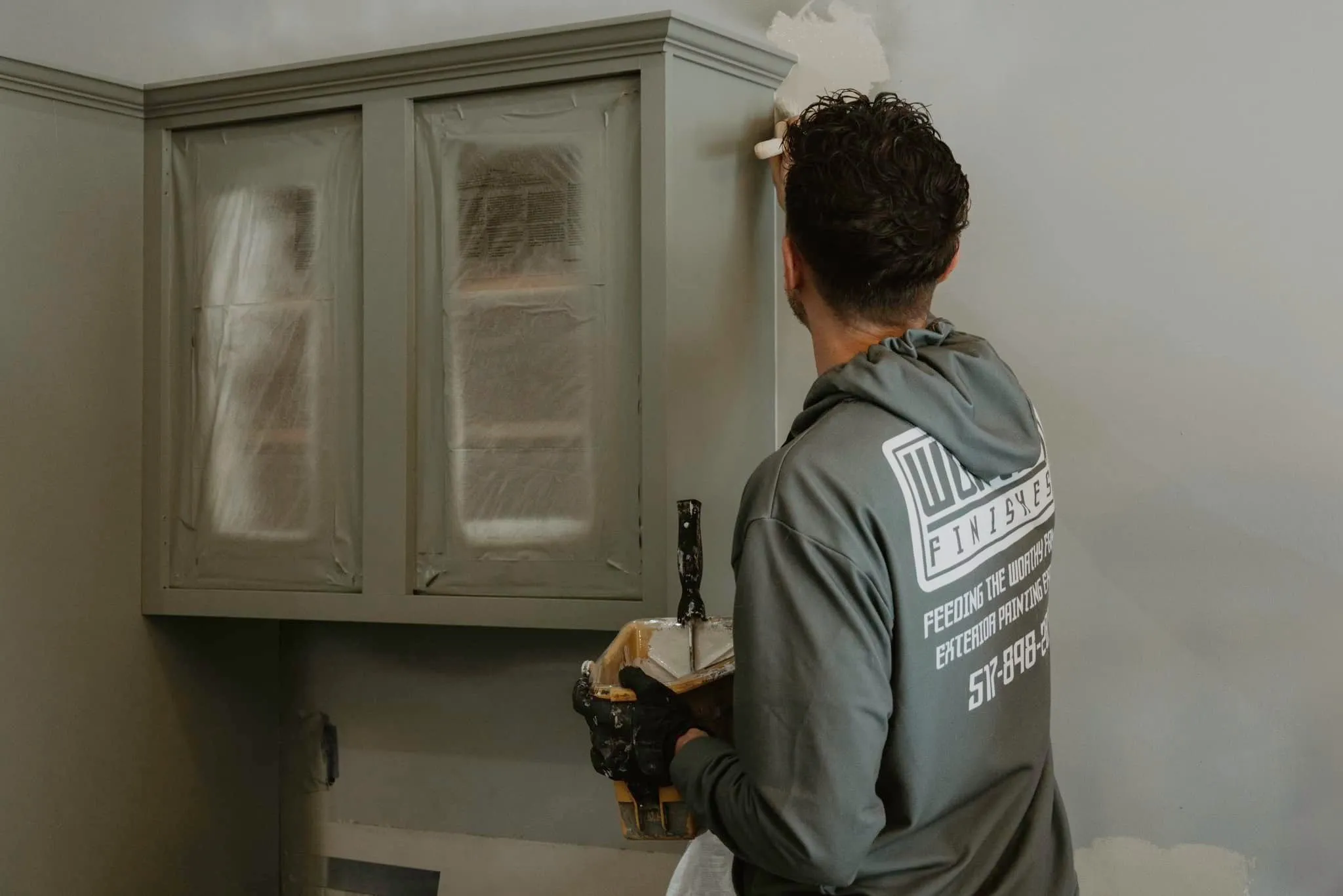 Drywall installation and finishing by Worthy Finishes crew in Greater Lansing