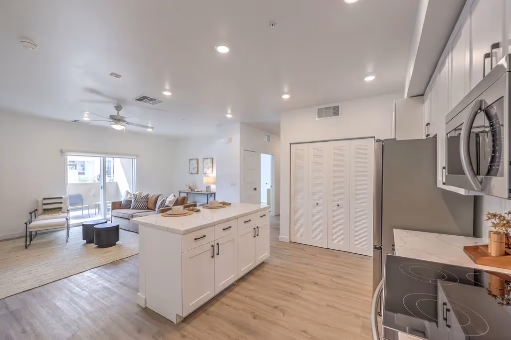kitchen with decor and white cabinets