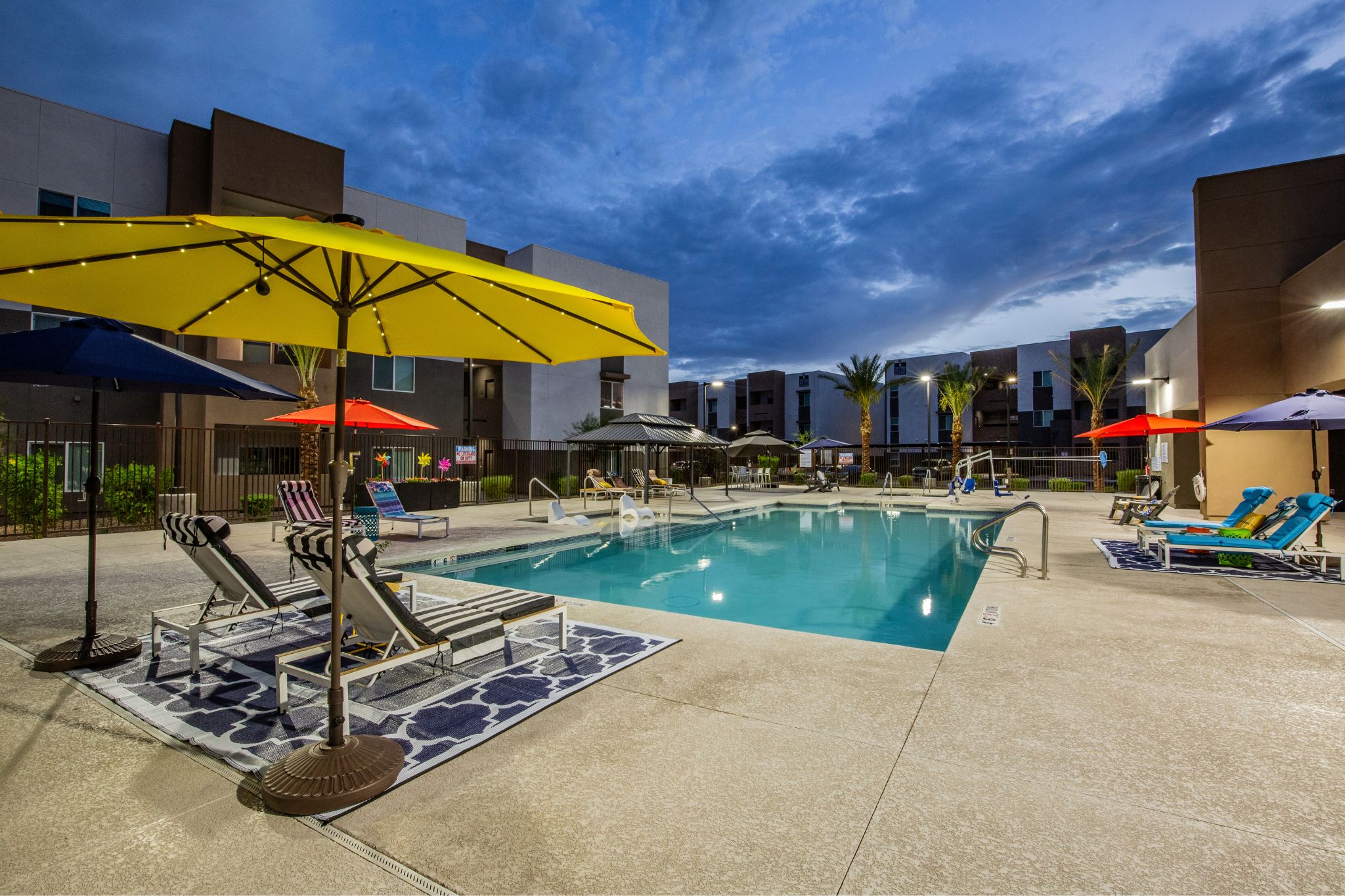 pool at dusk