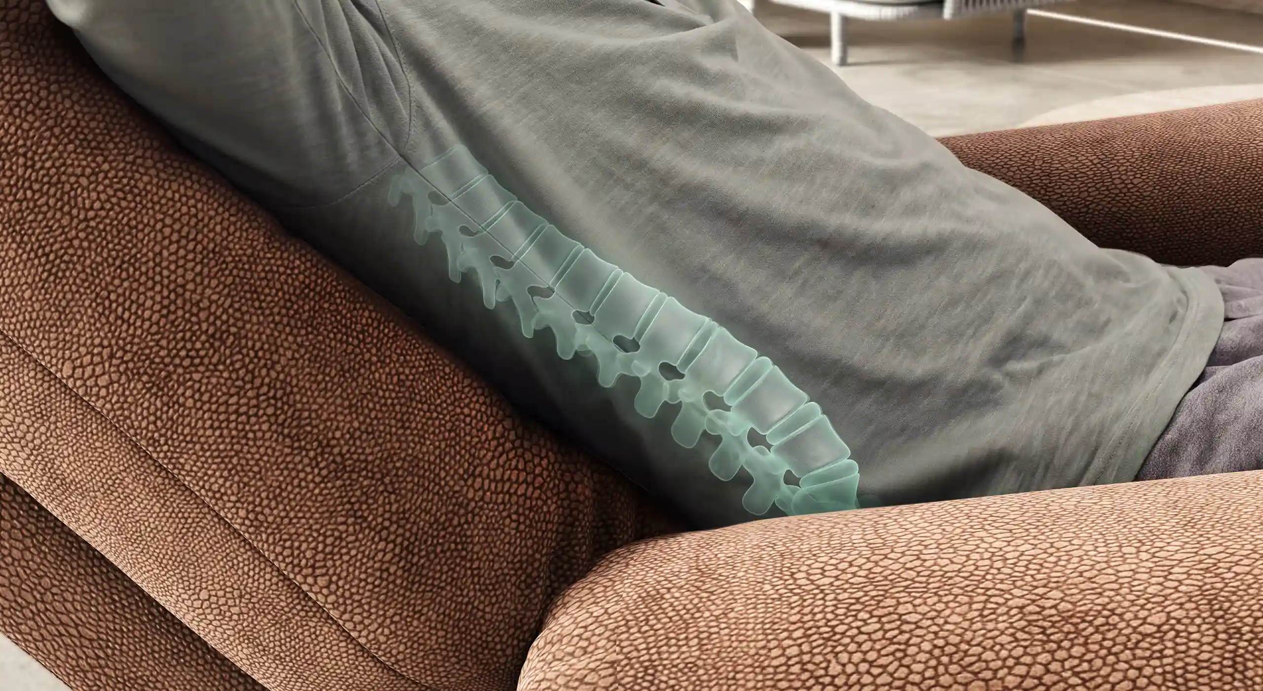 Persona sin tensión en las piernas en Butaca Ortopédica Comfort Chair, representando alivio de calambres