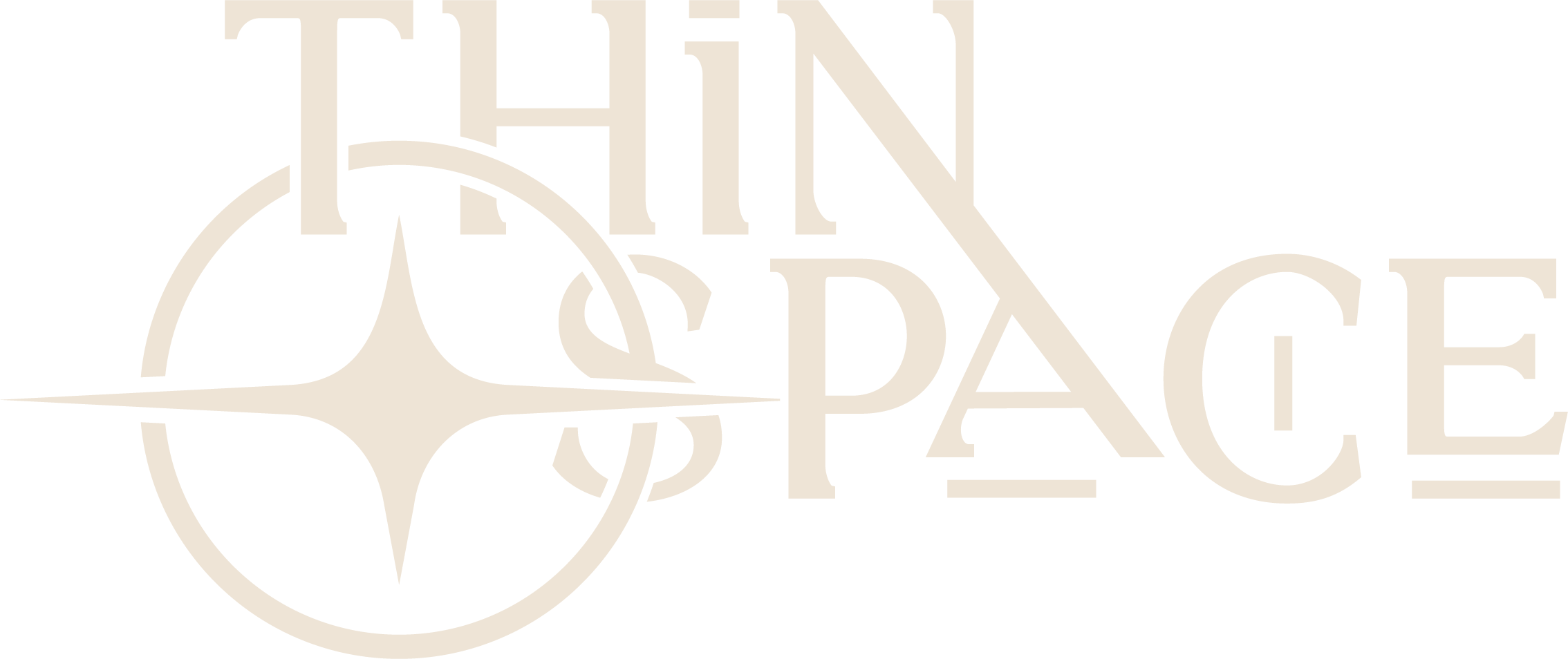 Light beige stylized text reading 'THIN SPACE' on a transparent background.
