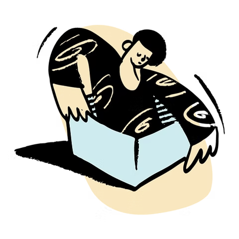 Illustration of a person leaning forward with focused determination, representing leadership and taking initiative