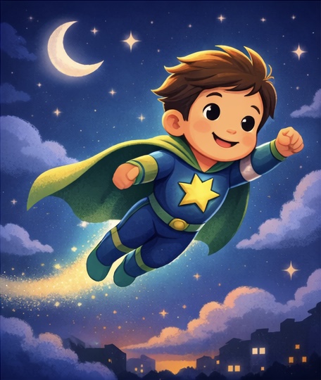 Flying hero illustration