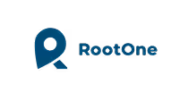 RootOne logo with a stylized location pin icon and the text 'RootOne' in blue.