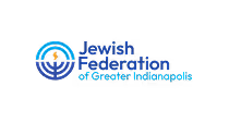 Logo of Jewish Federation of Greater Indianapolis with a circular emblem and blue text.