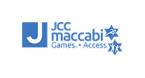 Logo with large letter J followed by 'JCC Maccabi Games • Access' with two blue stars featuring athletic figures.