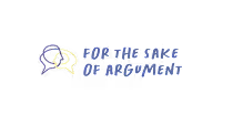 Logo with stylized overlapping speech bubbles and text reading 'FOR THE SAKE OF MOVEMENT'.