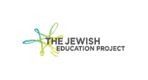 Colorful star-like shape formed by five intertwining loops, next to the text 'THE JEWISH EDUCATION PROJECT'.