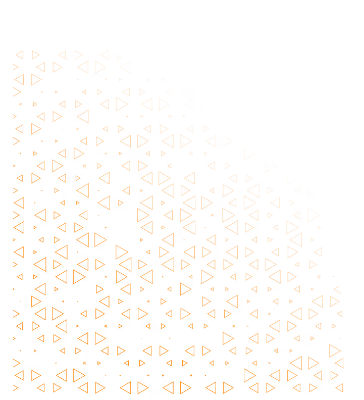 Black background with a large cluster of small orange hollow triangles arranged randomly, forming a circular pattern on the left side of the image.