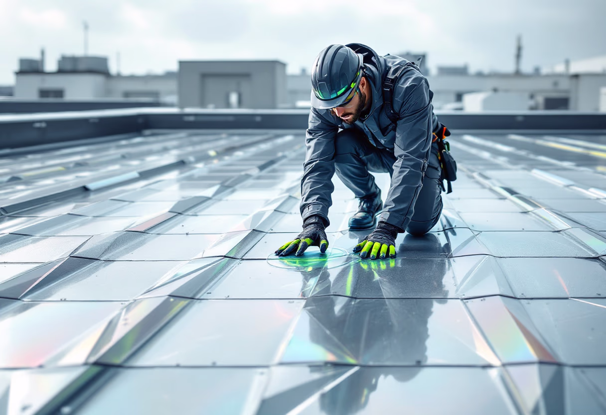 image of roofing contractor at work