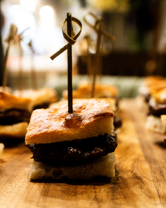 Sofra Taverna authentic Balkan slider on artisan focaccia bread
