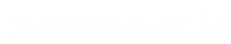 Logo of The Endocrinology Group PLLC with stylized human silhouette and hormone cells.