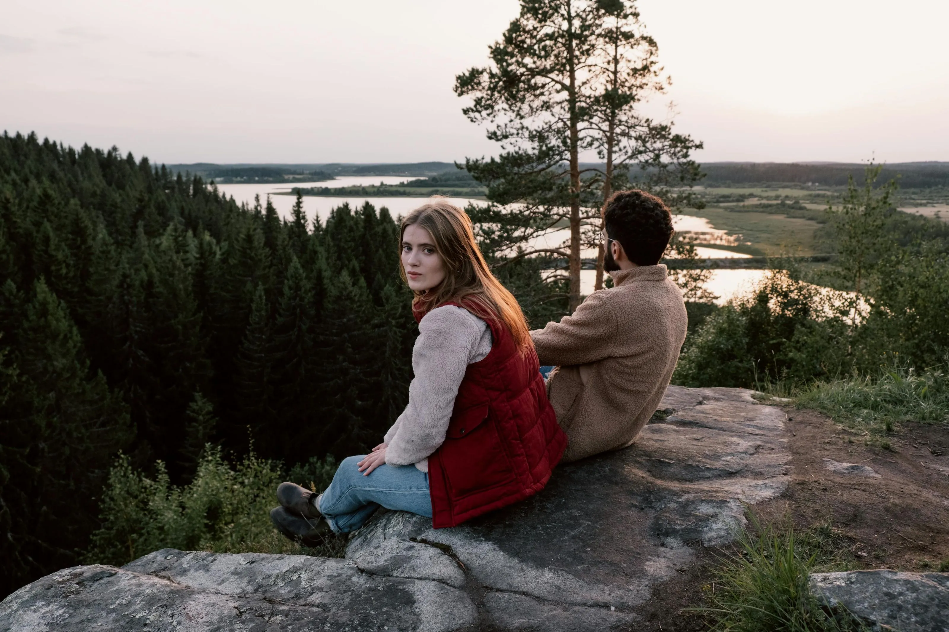 Couple sitting on the edge