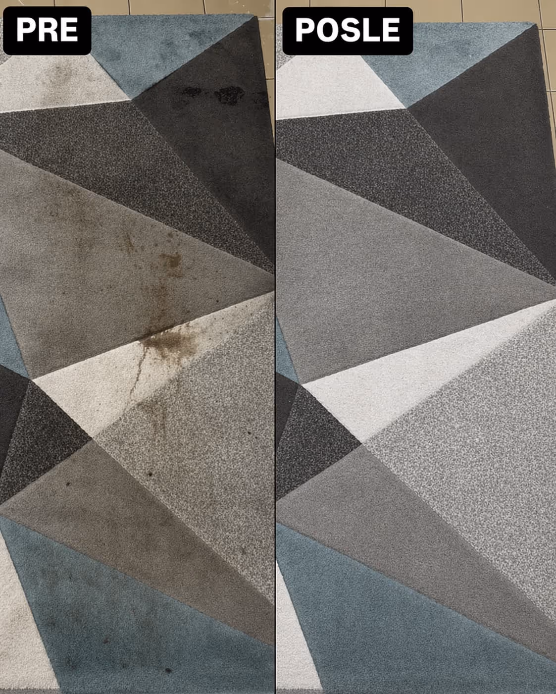 Pranje tepiha pre i posle slika