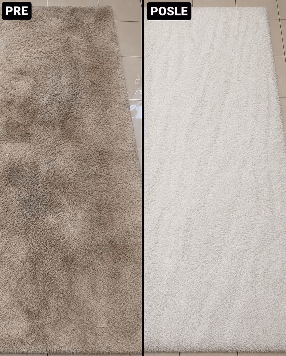 Izvanredna slika opranog tepiha pre i posle