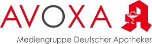 Logo of AVOXA Mediengruppe Deutscher Apotheker with a red stylized pharmacy symbol.